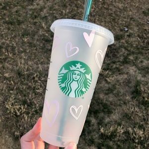 Pink hearts π custom Starbucks reusable cold cup